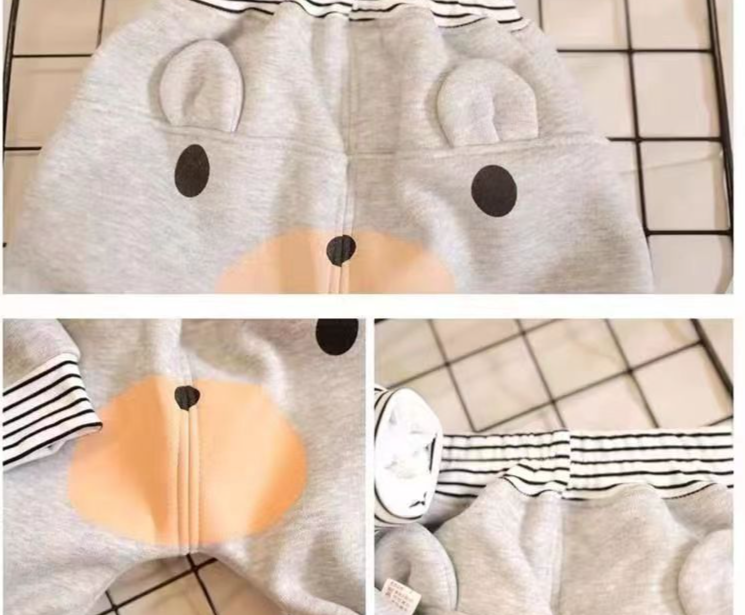 Spring And Autumn Baby Suit Bear Striped Suit High Waist Pp Pants Children's Coat Pants Two Piece Suit Trendy Split Suit_voghion.com