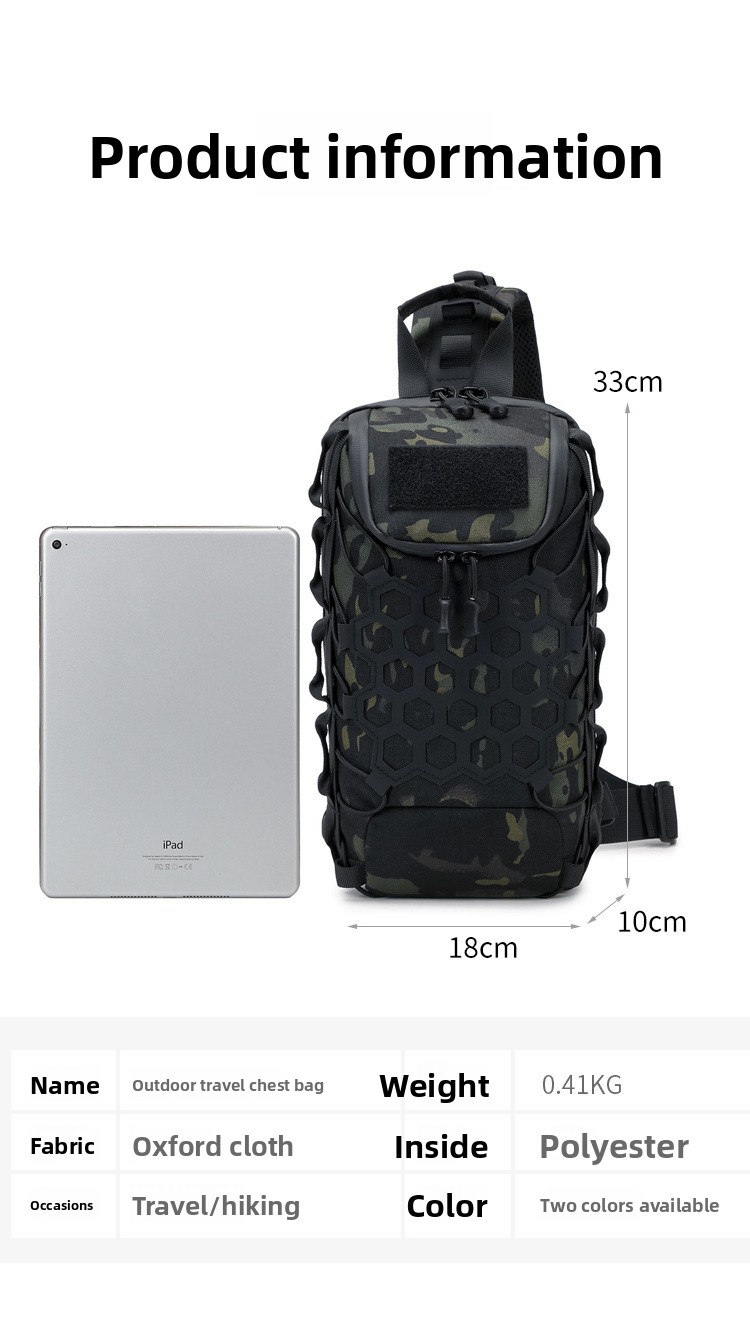 Men's Nylon Chest Pack – Lightweight & Durable Sling Bag For Outdoor Adventures | Adjustable Strap (Black/CP Color)_voghion.com