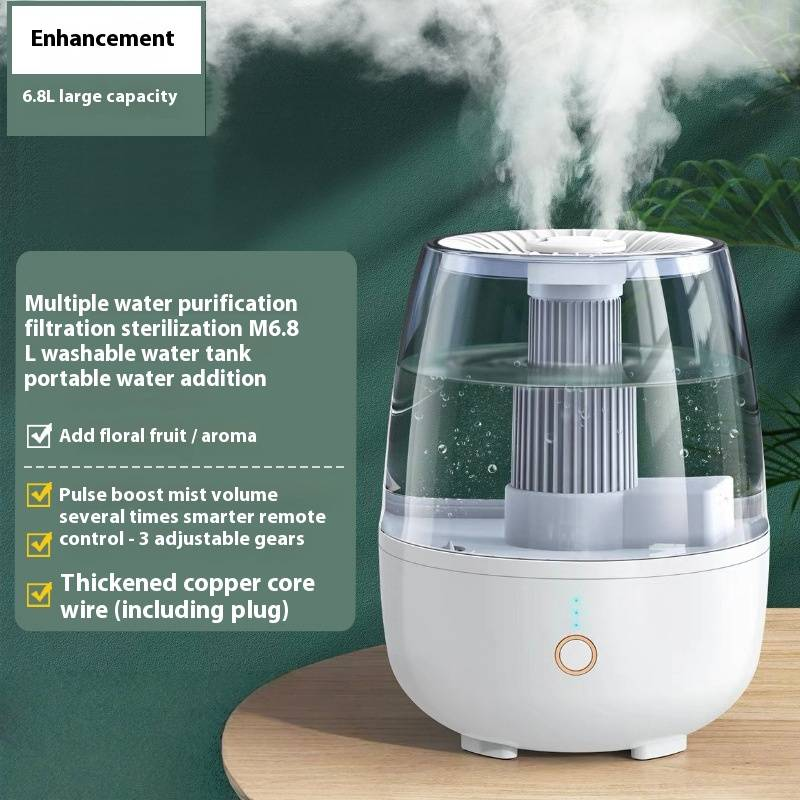 90 Ultraschall-Luftbefeuchter mit Doppelnebel, Aromatherapie, Luftreinigung, 6,8 l großem Tank, 3 Modi, Fernbedienung_voghion.com
