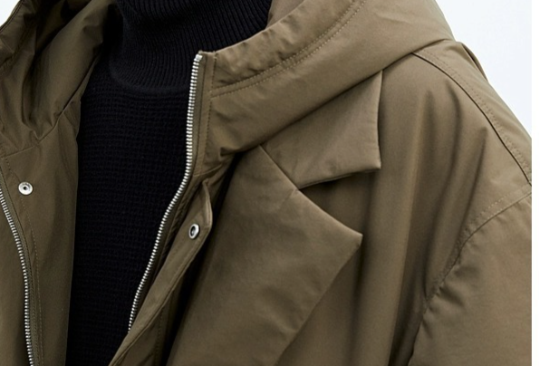Modischer, langer Parka-Mantel für Herren, Windjacke mit abnehmbarer Kapuze und zweiteiligem Kunstdesign, wasserabweisendes Polyester-Obermaterial_voghion.com