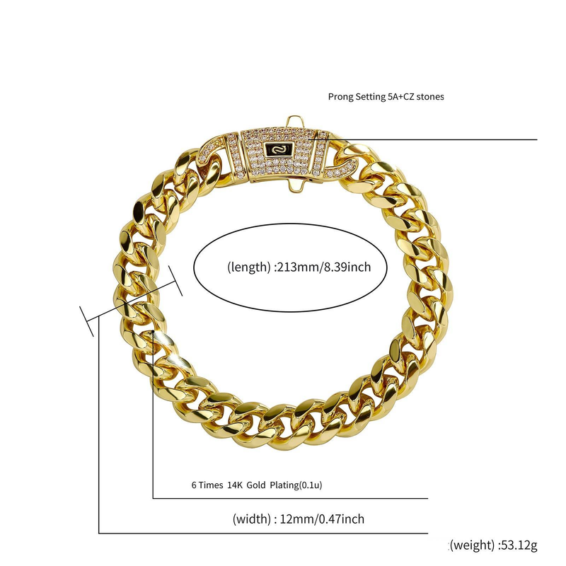 Sieraden voor heren en dames, roestvrijstalen Cubaanse schakelketting, titaniumstaal, hiphopstijl, dikke ketting, gegalvaniseerd, kleurvast, maten 7-11_voghion.com