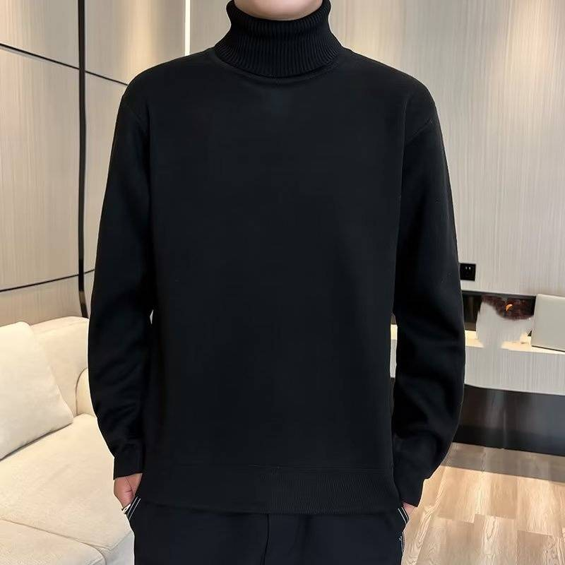 Maglione da uomo a collo alto – Pullover leggero e ampio (8 colori, stile coreano)_voghion.com
