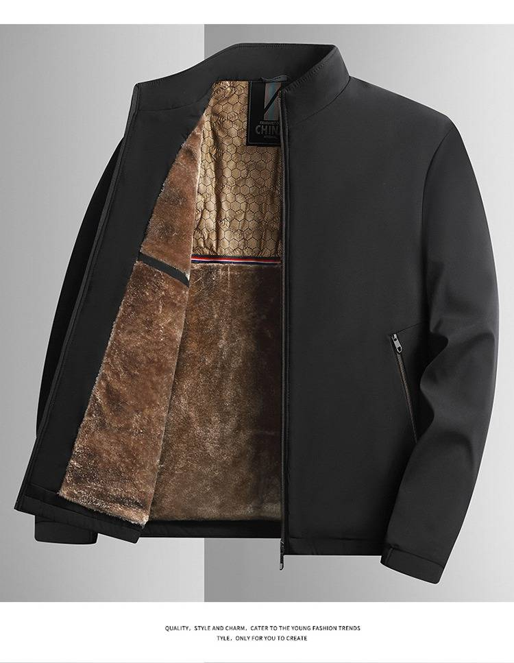 Giacca da uomo in cotone foderata in pile con riscaldamento al grafene - Cappotto casual invernale caldo e spesso per dirigenti di mezza età e anziani (cachi/nero/blu navy)_voghion.com
