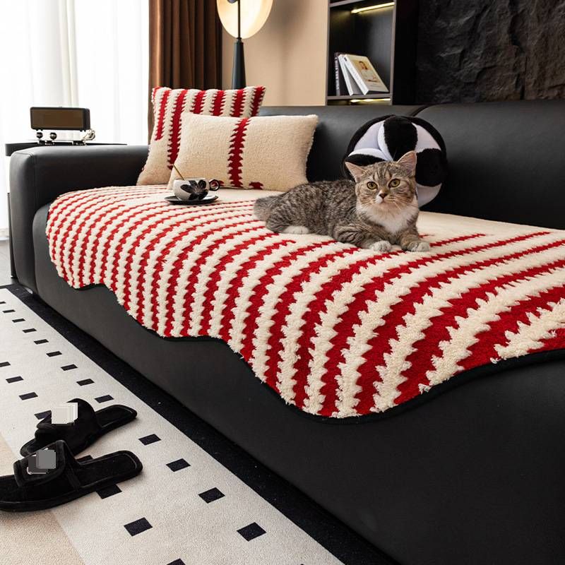 Set di cuscini per divano irregolari in velluto di peluche - Cuscini di lusso antiscivolo per divani in pelle e tessuto (design a righe, stile moderno e minimalista)_voghion.com