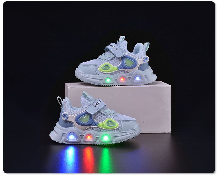 Kids' Glow-in-the-Dark Sneakers - Soft Sole Light-Up Shoes For Boys & Girls, Breathable Mesh Toddler Shoes With Velcro_voghion.com