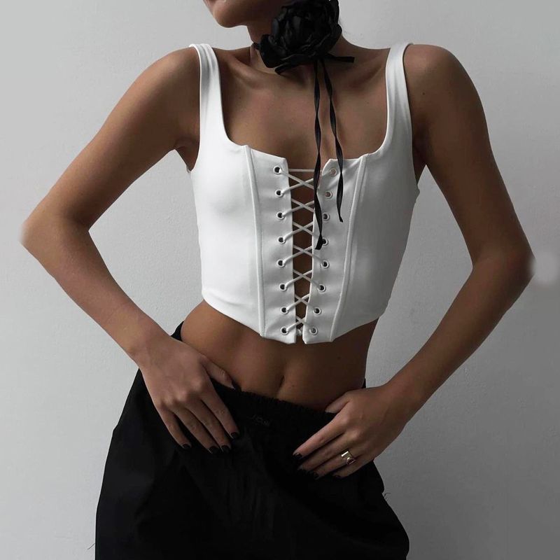 Damenbekleidung Fishbone BH Weste Weiblich Hot Girl Sommer Strap Hollow Short Ärmelloses Top Weiblich_voghion.com