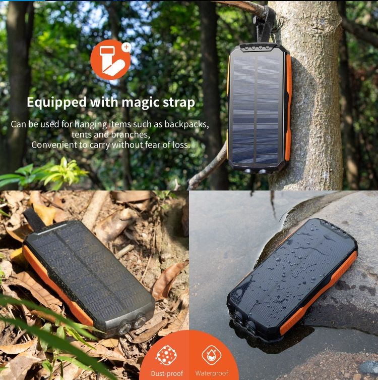 Banco de energía inalámbrico de 25000 mAh, linterna de emergencia para exteriores, banco de energía solar portátil_voghion.com