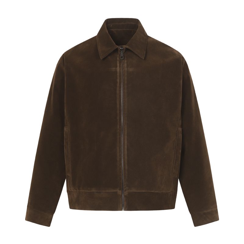 Eon Modish 25 Autumn New American Style Simple Slim Fit Short Suede Jacket Coat_voghion.com