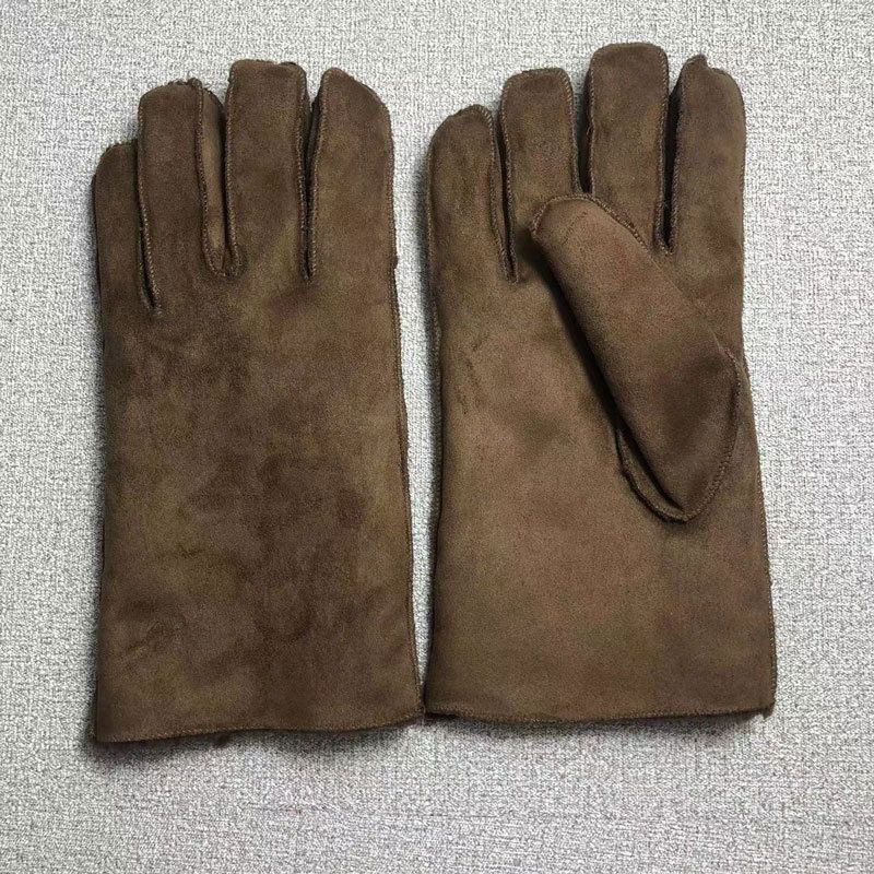 Gants d'hiver une pièce en daim pour homme, épais et chauds, avec fourrure auxiliaire_voghion.com