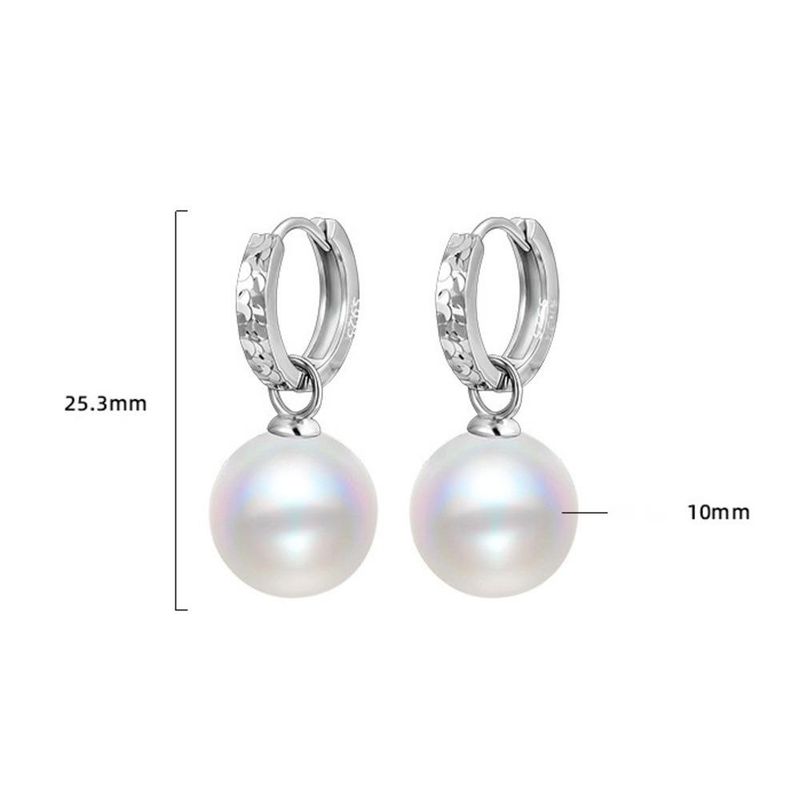 Pure Silver Pearl Empty Earring Setting - Dragon Scale CNC Crushed Ice Texture, Niche Design High-End DIY Drop Earrings Accessories_voghion.com
