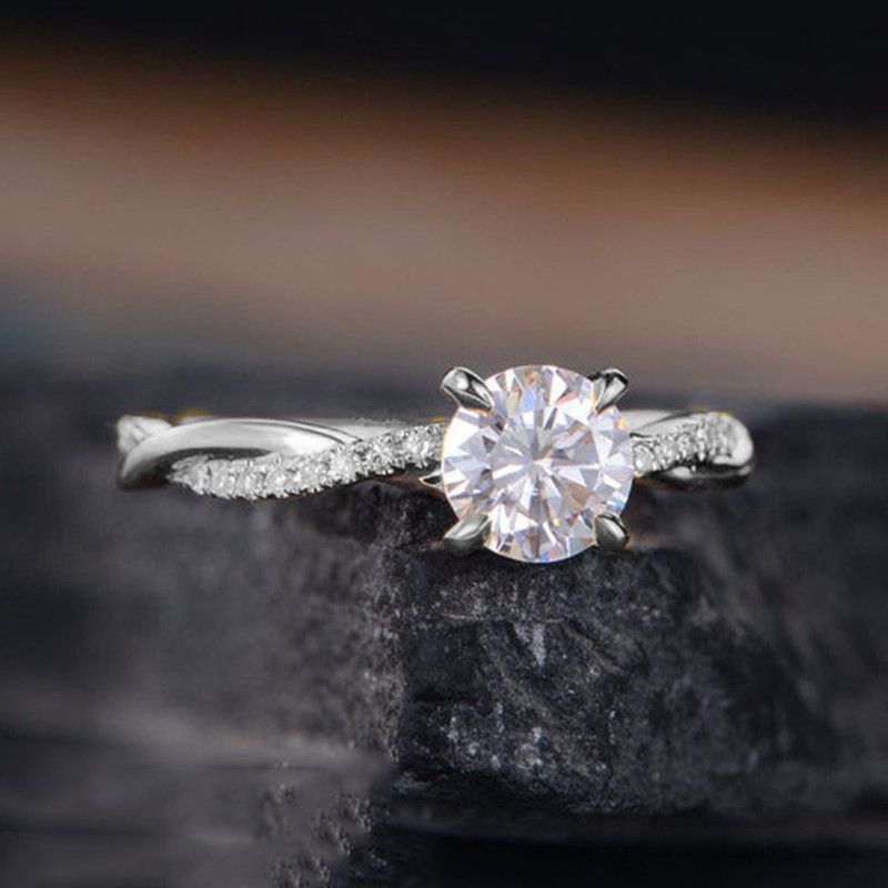 Semplice anello alla moda con zircone intarsiato, anello placcato oro_voghion.com