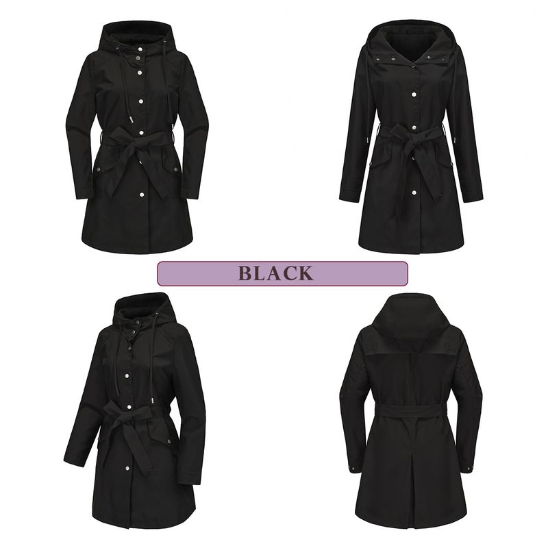 Veste imperméable à capuche avec ceinture pour femme, nouvelle collection printemps et automne 2024, coupe-vent ample et décontracté_voghion.com