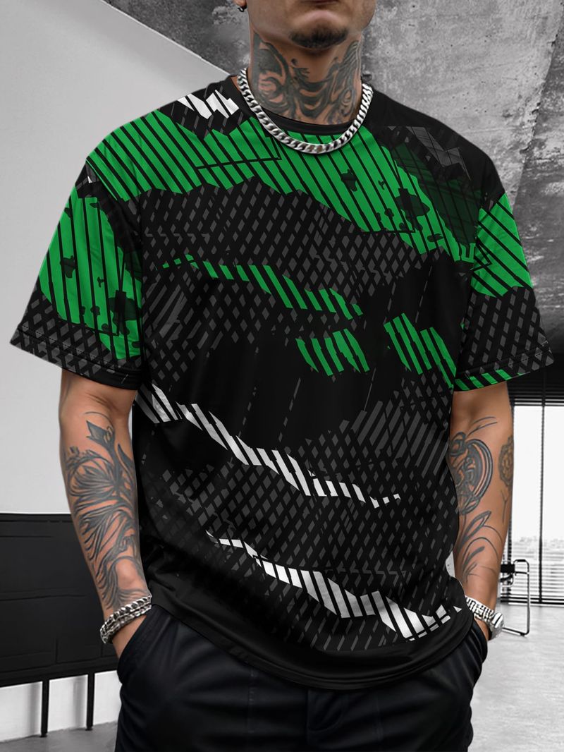 Nuovo design estivo da uomo, retrò, comodo, casual, elasticizzato, slim, basic, a maniche corte_voghion.com