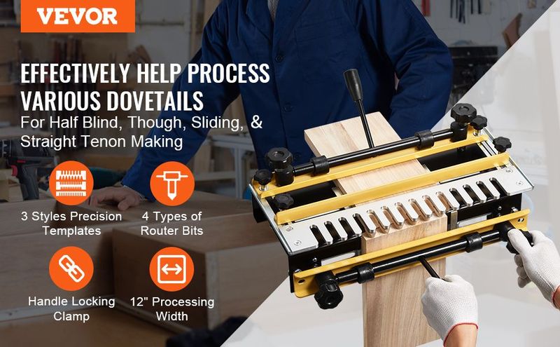 VEVOR Dovetail Jig 12 Inches Precise Dove Tailing Router Jigs With 3 Templates_voghion.com