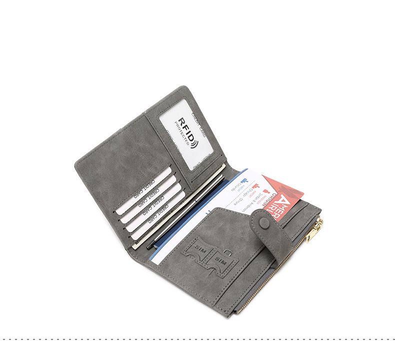 Uusi varkaudenestoharja RFID-passin pidike vetoketjullisella soljella, passin suojus, asiakirjapidike, monitoiminen matkapassilaukku_voghion.com