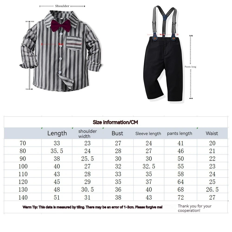 Abito autunnale da ragazzo Pantaloni con cinturino a camicia a righe inglesi per bambini alla moda belli della scuola media_voghion.com
