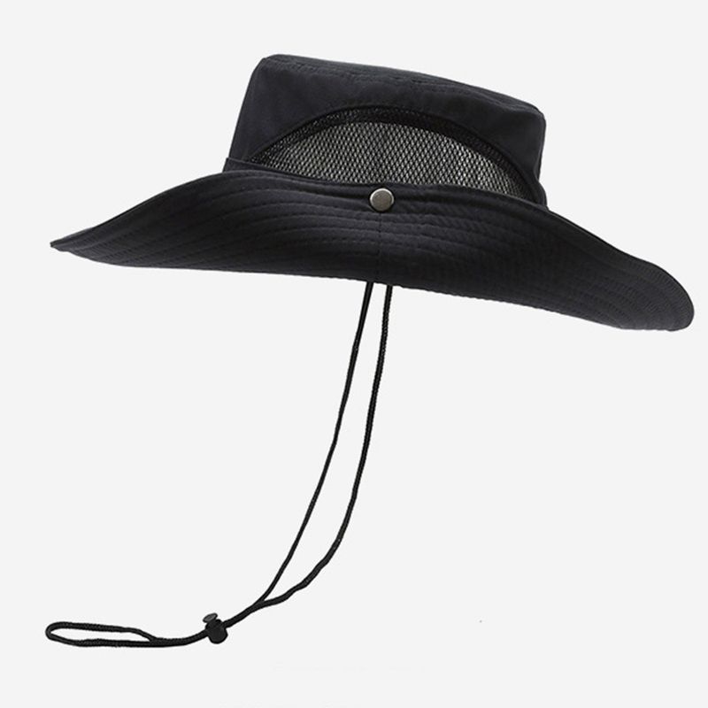 Fashion Summer Men Bucket Outdoor UV Protection Wide Brim Panama Safari Hunting Hiking Casual Sun Cap Beach Sunscreen Fisherman_voghion.com