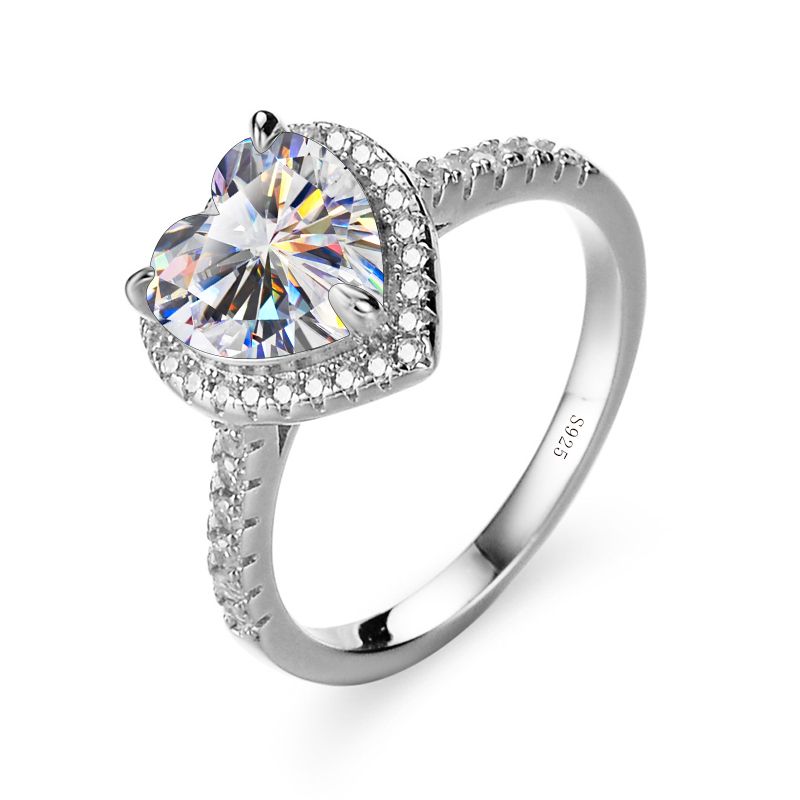 Tancise Luxury 8MM 2 Carat Heart Moissanite Rings For Women Sterling Silver Bridal Wedding Engagement Elegant Jewelry_voghion.com