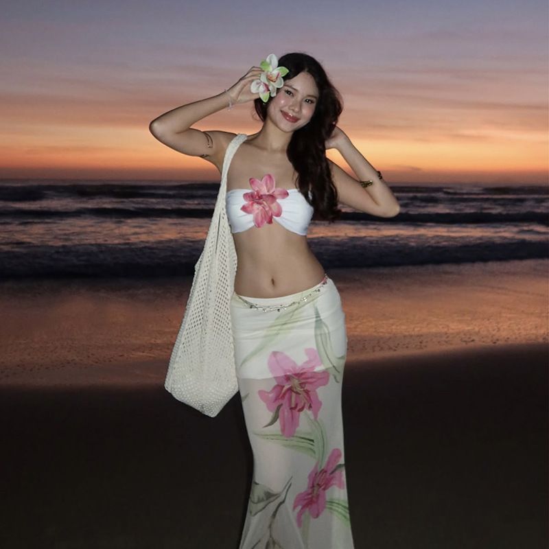 Traje de falda con estampado envolvente de cintura alta sexy para mujer_voghion.com