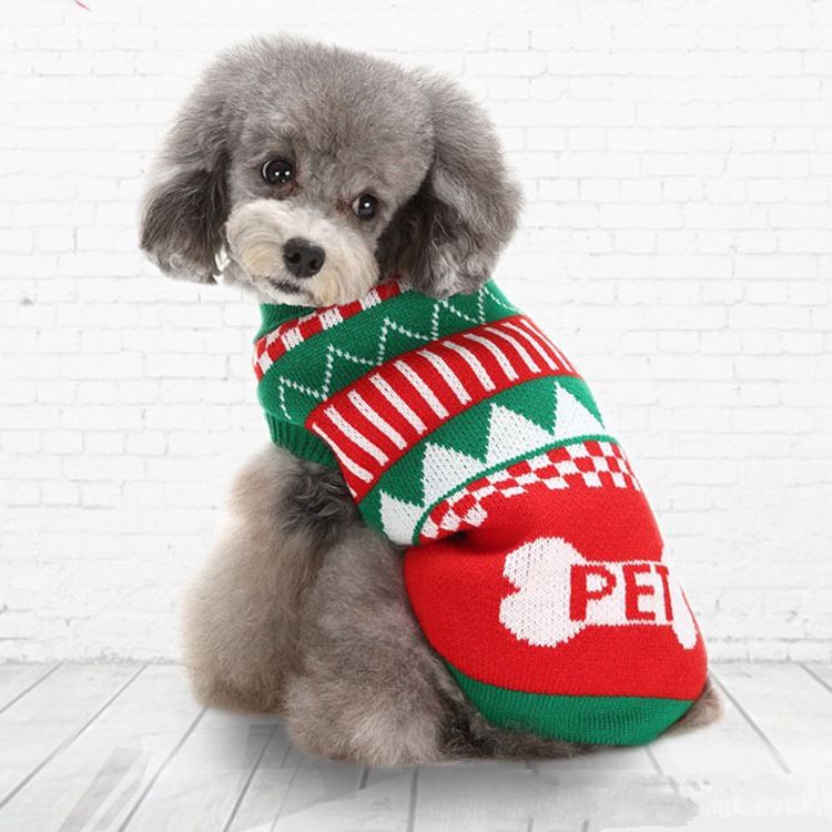 New Christmas Reindeer Halloween Skull British Snowflake Pet Sweater Poodle Bichon Dog Clothes_voghion.com