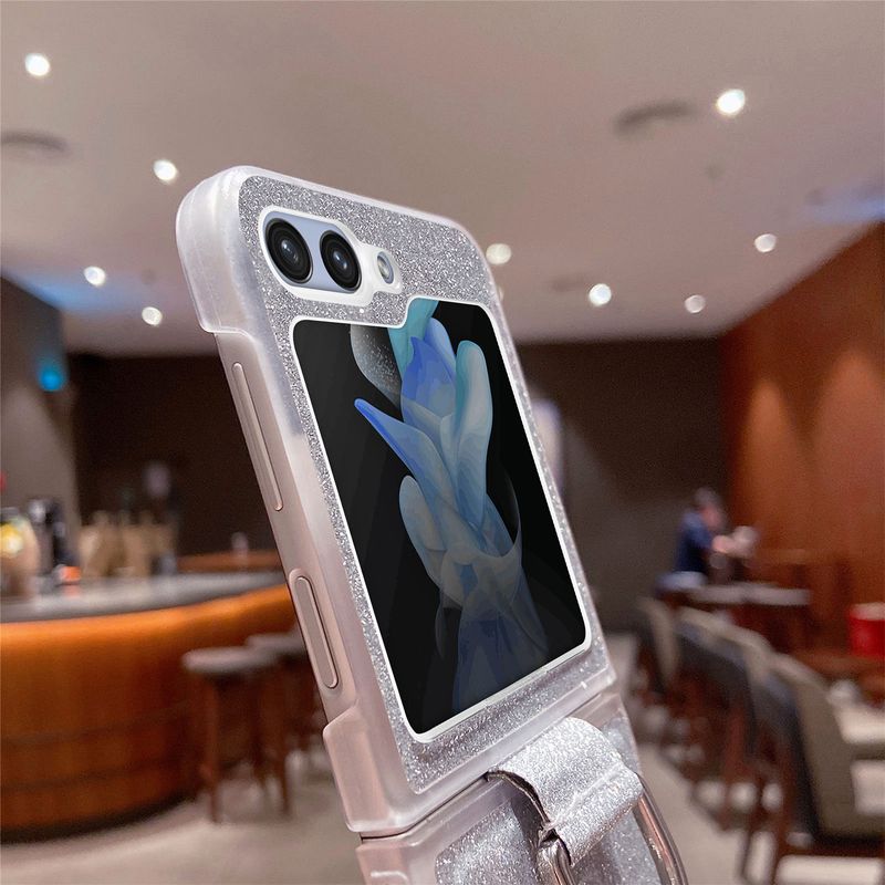Applicable To Samsung ZFlip6 Mobile Phone Case Glitter Ring Holder ZFlip5 Folding Screen Protective Case Zflip4 Hard Case_voghion.com