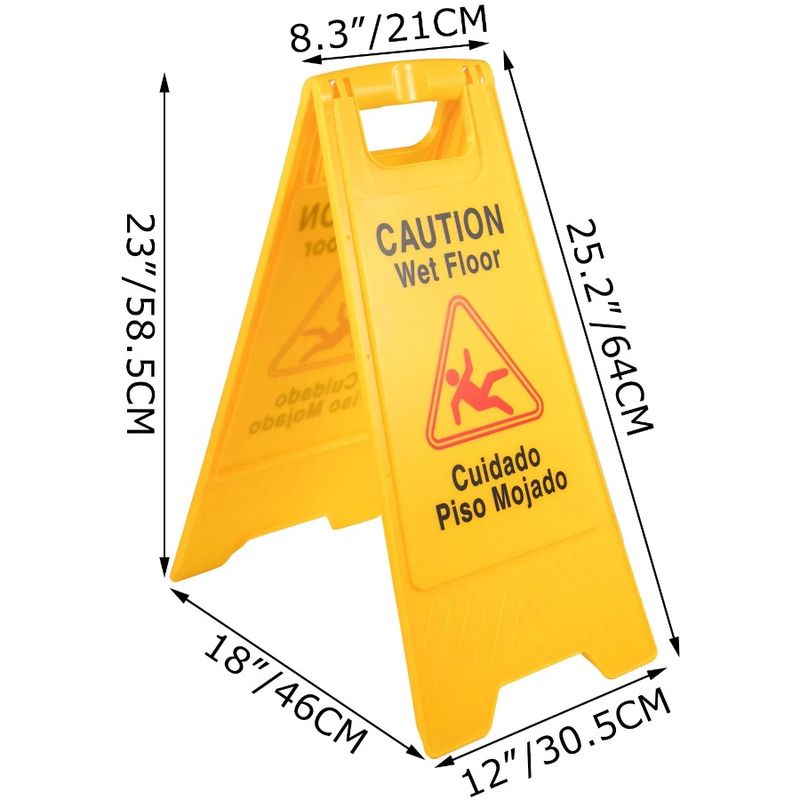 Caution Floor Cones I Wet 25Inch Floor Board Bilingual Pack Plastic Wet Wet Sign FoldOut For Sign Floor Yellow 12 Double Sided_voghion.com