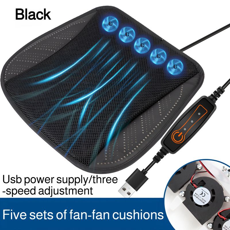 Cool Summer Ventilated Ice Silk Car Usb Fan Breathable Cooling Cushion_voghion.com