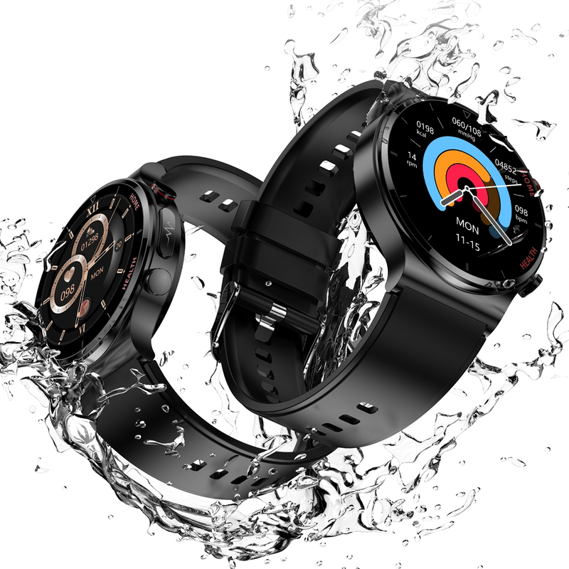 E300 1,32 inch scherm TPU horlogeband Smart Health Watch ondersteunt lichaamstemperatuurbewaking, ECG-bewaking van de bloeddruk (zwart)_voghion.com