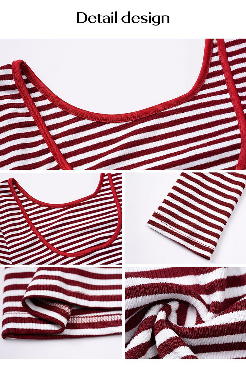 Maglietta a maniche lunghe a righe con schiena scoperta per donna: top aderenti eleganti e sexy con design a contrasto di colore_voghion.com