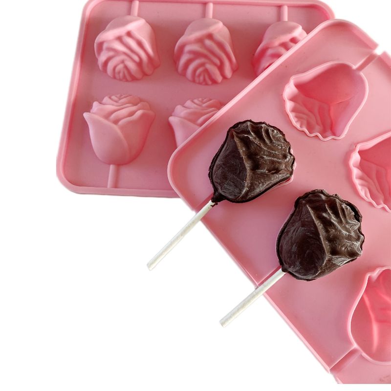 Lot de 2 moules en silicone antiadhésifs en forme de rose 3D pour la cuisson de gâteaux et de desserts, résistants aux hautes températures, décorations de chocolat pour la Saint-Valentin_voghion.com