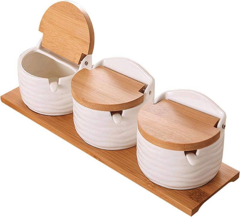 ACZT Gewürzbehälter aus Keramik mit Klappdeckel und Löffel – Kreative Gewürzbox für Zuhause, Küche, Theke (3)_voghion.com