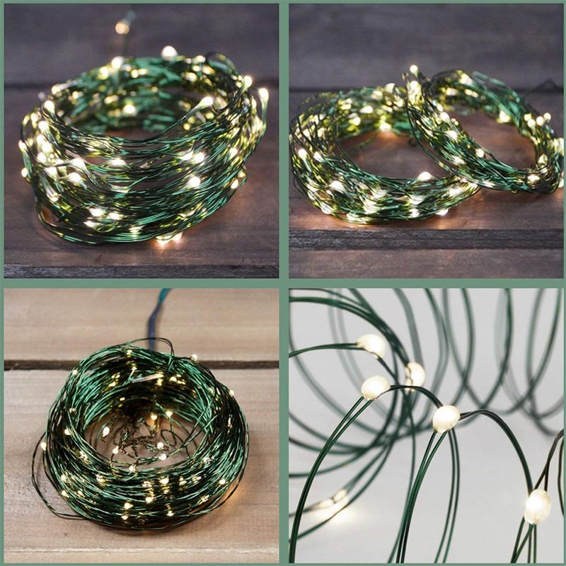 Ghirlanda di luci a LED bianche calde da 100 m, filo verde, per esterni, casa, Natale, festa di nozze, decorazione da giardino_voghion.com