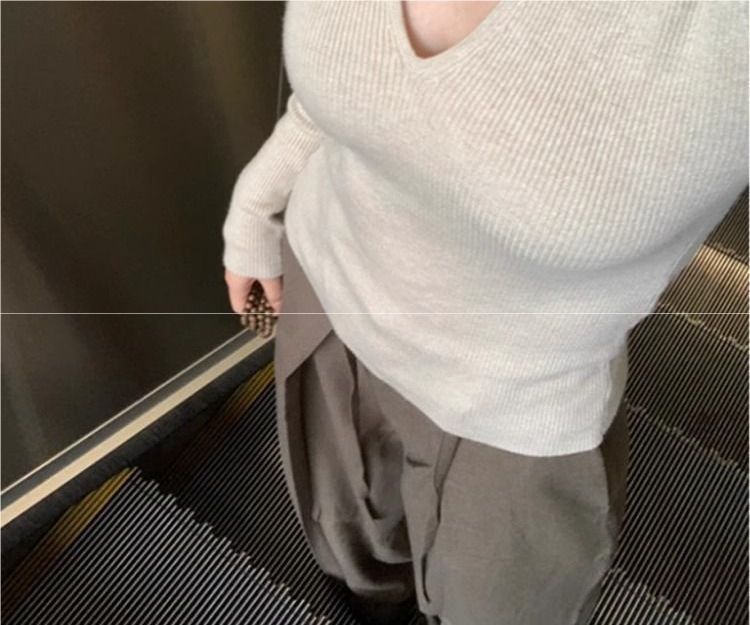 Mädchen-Basisshirt, Herbst/Winter, vielseitiger Damen-Strickpullover, einfarbiges Oberteil, Langarm, Kragen, neuer Stil, figurbetont, innen_voghion.com