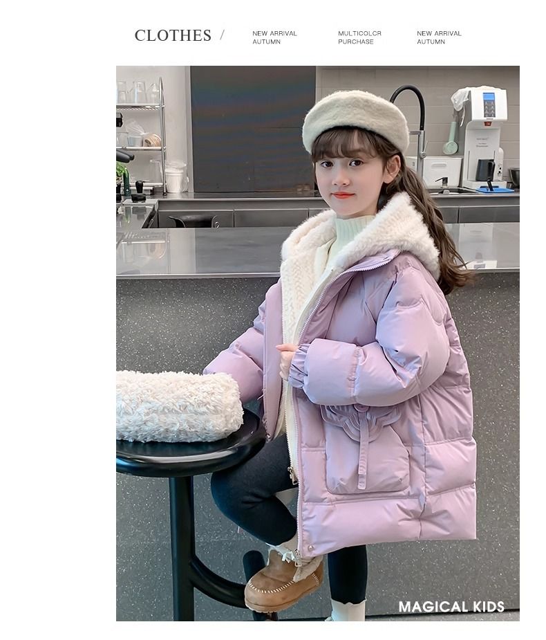 Piumino invernale per bambine – Modello a due strati con fodera in pile (età 8+, 140-170 cm, viola/rosa)_voghion.com