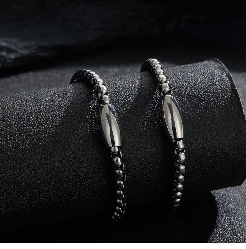Braccialetti con ciondoli, braccialetti intrecciati in corda di pelle multistrato, braccialetti in pelle, braccialetti con fibbia magnetica in acciaio inossidabile da uomo_voghion.com