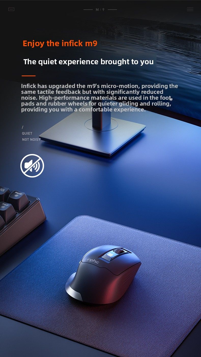 【High Quality】 Infick M9 Wireless Mouse Rechargeable Office And Home Use, Ergonomic Silent Design For Laptop_voghion.com