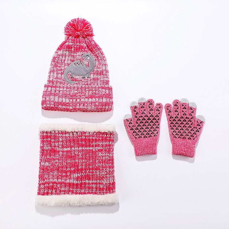 Set sciarpa, cappello e guanti per bambini Cappello per bambini Set guanti con bavaglino Sciarpa di lana lavorata a maglia per bambini autunno e inverno caldo cappello lavorato a maglia_voghion.com