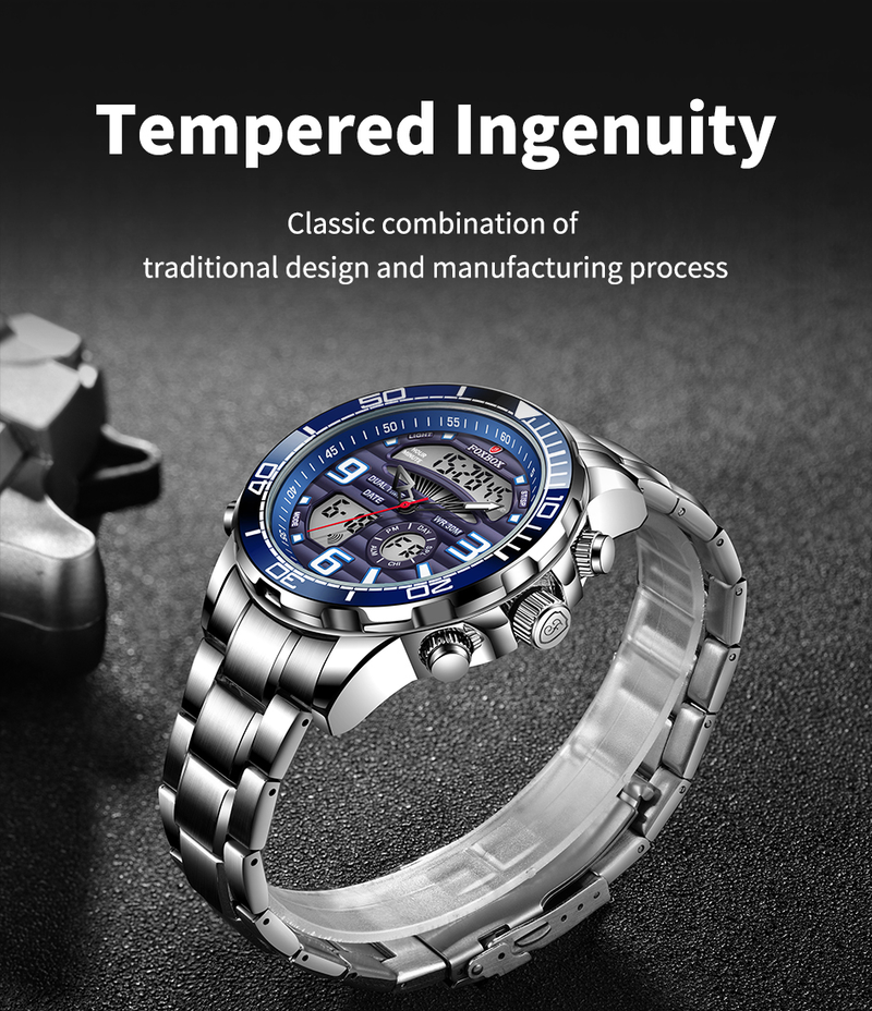 Relógios masculinos moda esporte relógio masculino quartzo analógico digital relógio masculino à prova dwaterproof água relógios de aço inoxidável_voghion.com