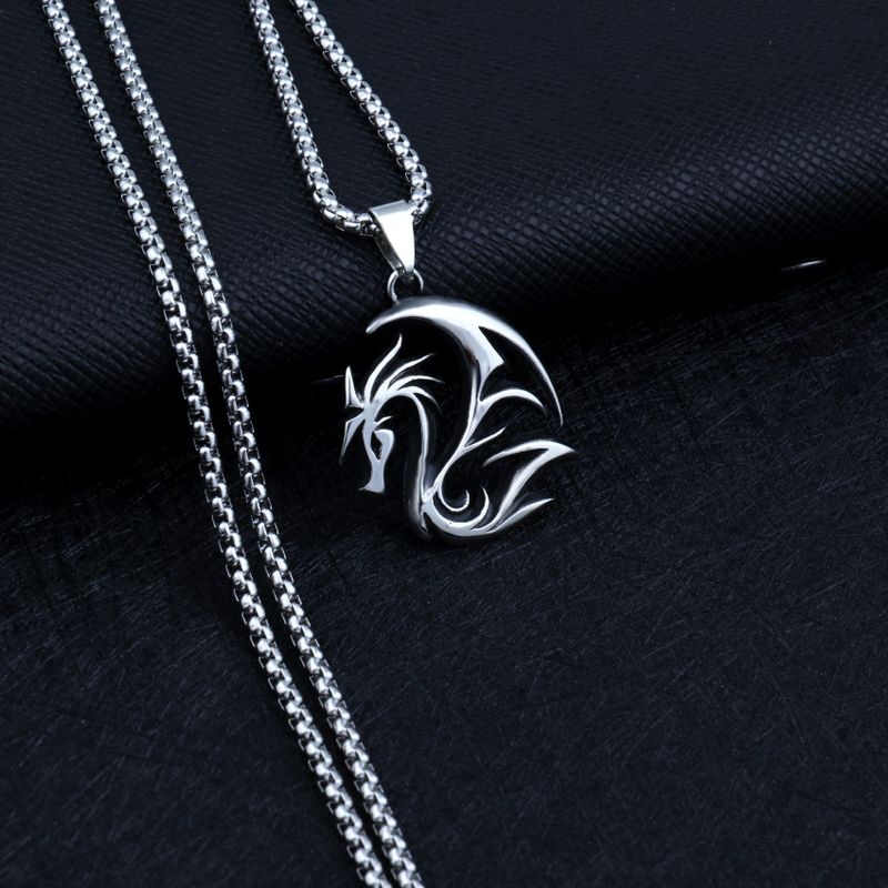 Necklace Men's Jewelry Fashion Exquisite Titanium Personalized Flying Dragon Pendant_voghion.com