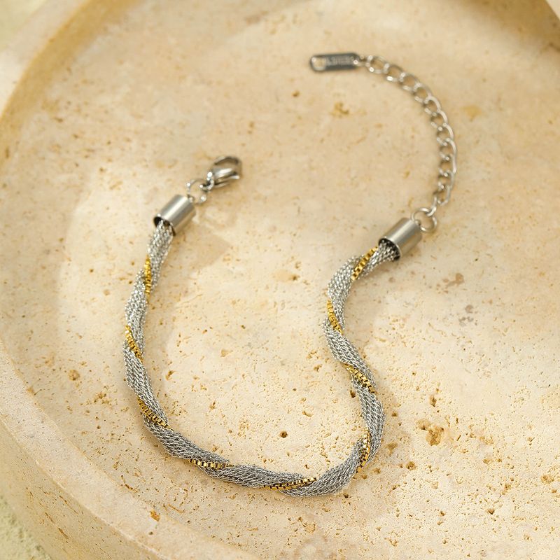 Hit Non Fading Gold Steel Bead Color Matching Twisted Chain Women's Light Luxury High End Titanium Steel Bracelet Bracelet_voghion.com