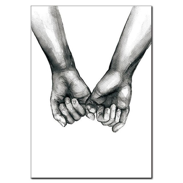 Black And White Sketch Holding Hands Canvas Nordic Art Poster Picture Living Room Home Decoration Painting Core_voghion.com
