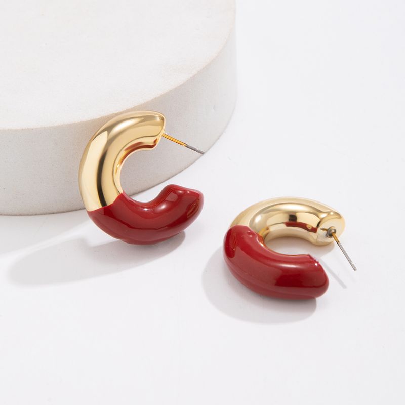 Orecchini da donna in oro, orecchini a cerchio Melard con un senso del design, orecchini a clip in stile francese per donna, stile semplice in metallo, orecchini unici_voghion.com