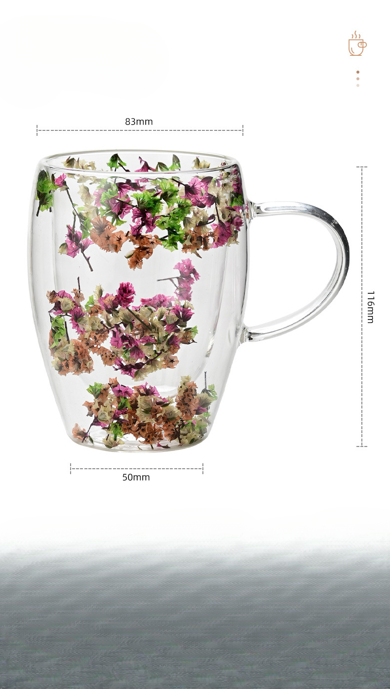 Double-Layer Coffee Household Glass High Temperature Resistant Anti-Scald Water Dried Flower Mug Exquisite Latte Cup_voghion.com