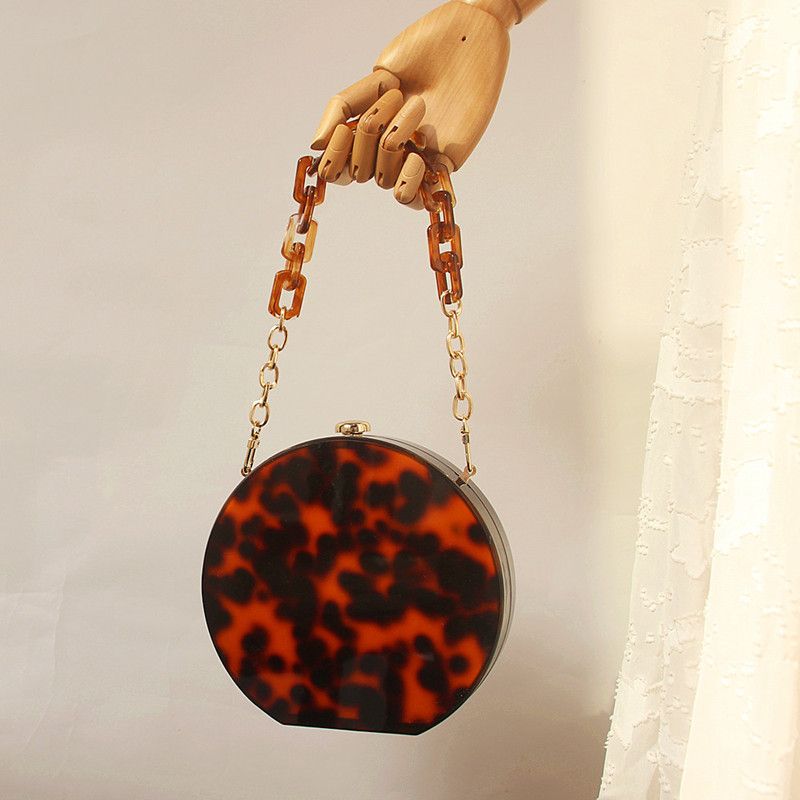 Damen Neue vielseitige Mode Acryl handgefertigte Kette Tasche Metall Zubehör einzelne Schultergurt_voghion.com