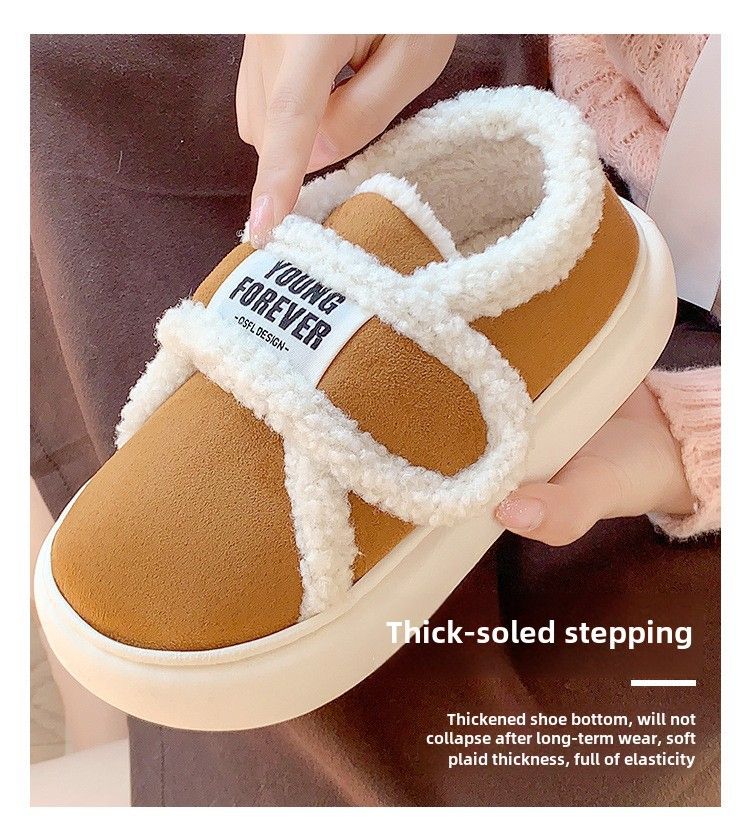 Retro Velcro All-inclusive Heel Cotton-padded Women's Autumn And Winter Cotton Slippers Indoor Home Non-slip Warm_voghion.com