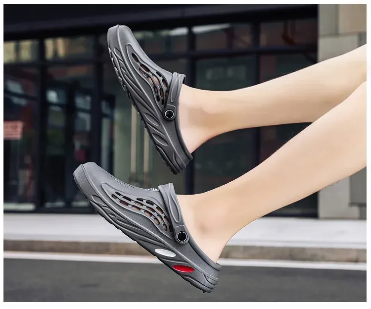 Sandali piatti da uomo, zoccoli estivi, pantofole da giardino in EVA, scarpe con plateau, sandali da spiaggia, coppia, interni, casa, morbidi, da bagno, 49_voghion.com