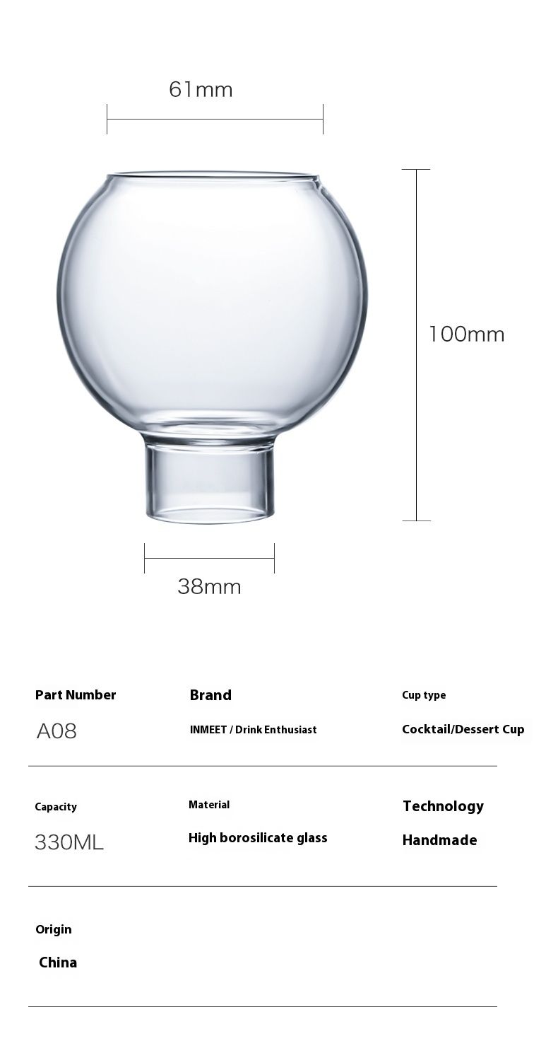 High Borosilicate Round Molecular Cocktail Cup Dessert Brandy Liquor Drinking Glass_voghion.com
