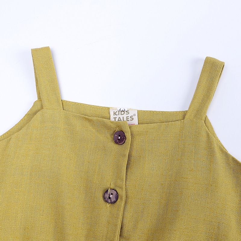 Kinderkleding Meisjespakken Zomer Nieuwe Versie Babymeisje Vierhoek Ruffle Broek Mouwloze Tops Twee Stukken_voghion.com