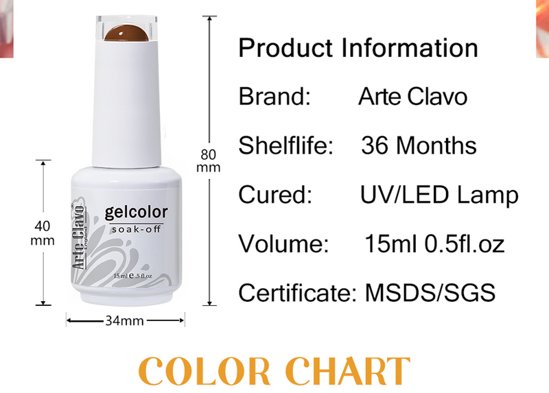 Arte Clavo Pink Series Gel-Nagellack für alle Nägel, 15 ml, UV-/LED-semipermanenter, fester Gel-Nagellack zum Einweichen zu Hause, zum Selbermachen_voghion.com