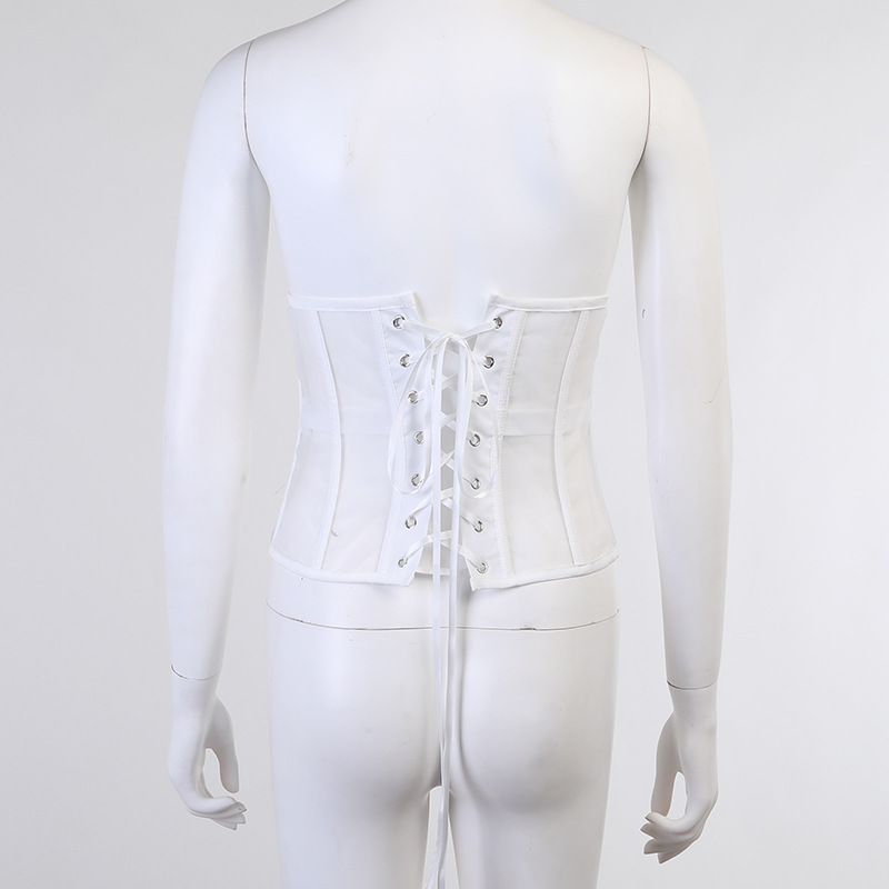 Women's Sexy see-through mesh waist spring slim knitted outer strappy top_voghion.com